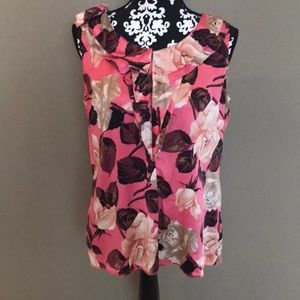 Fabulous shades of pink and brown gorgeous sleeveless blouse with ruffle